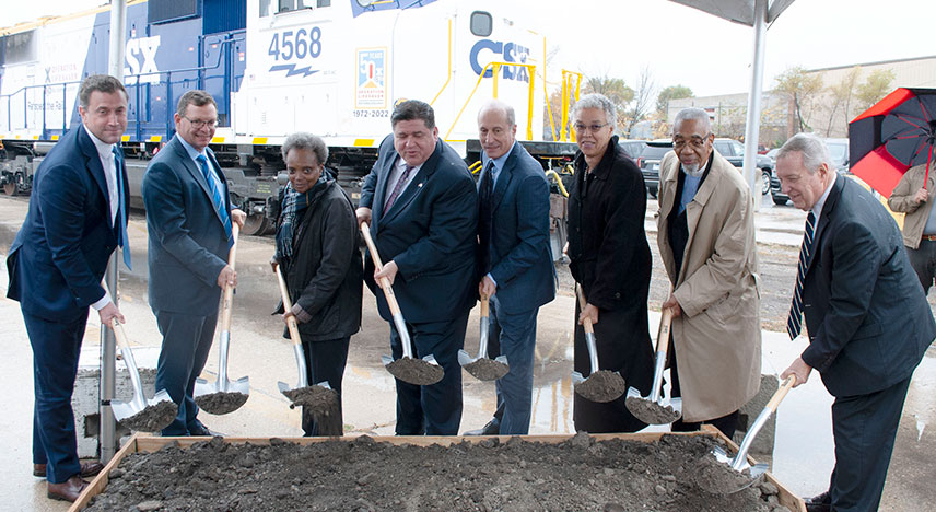 Photo of project team at an October 2022 P3 Ground Breaking Event for the Forest Hill Flyover Project
